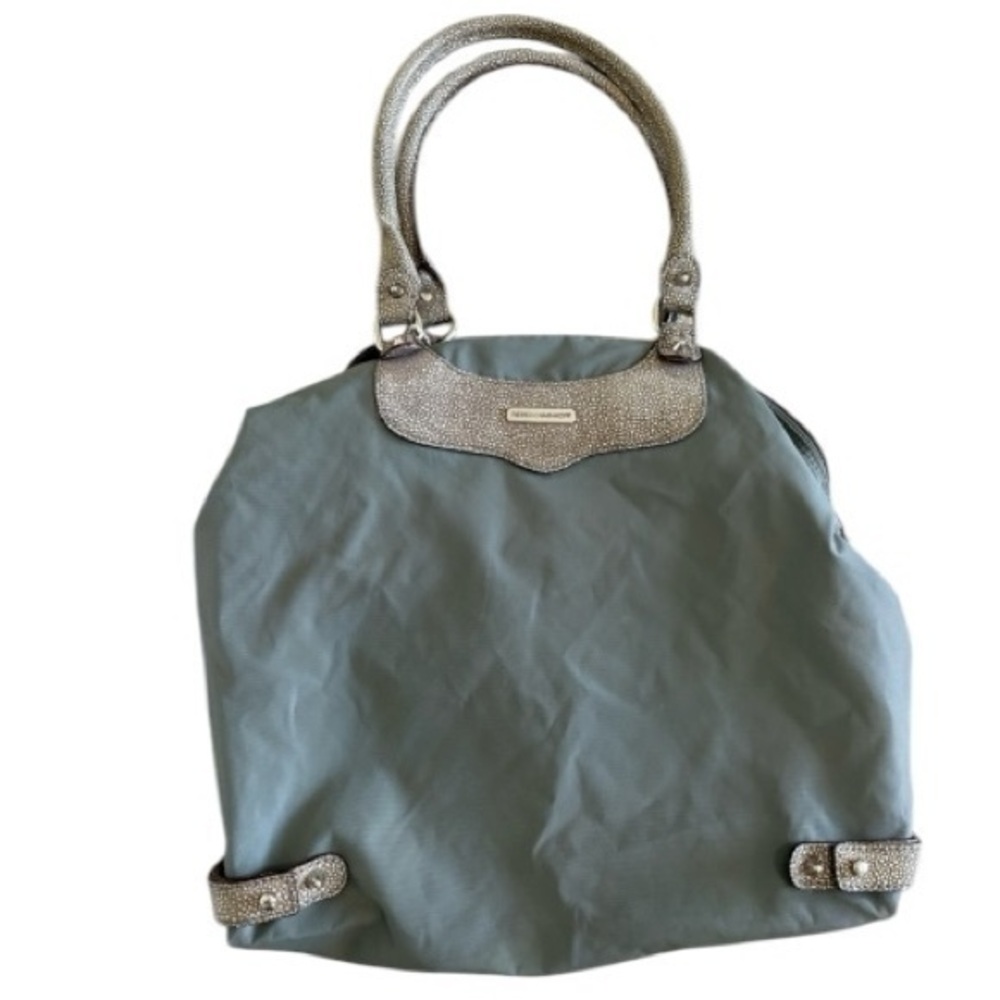 REBECCA MINKOFF | grey nylon tote bag lightweight roomy shoulder bag